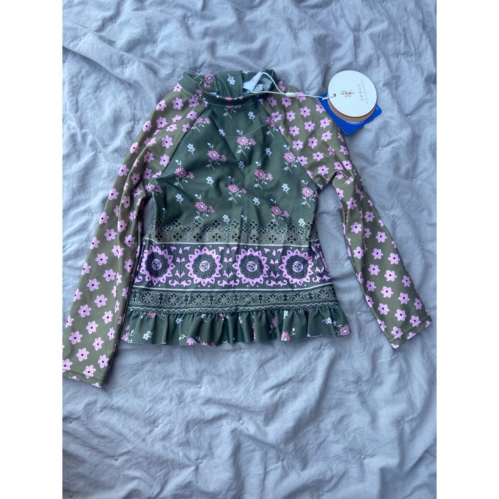 NWT spell & the little gypsies toddler girls swim rash guard top sz: 2T